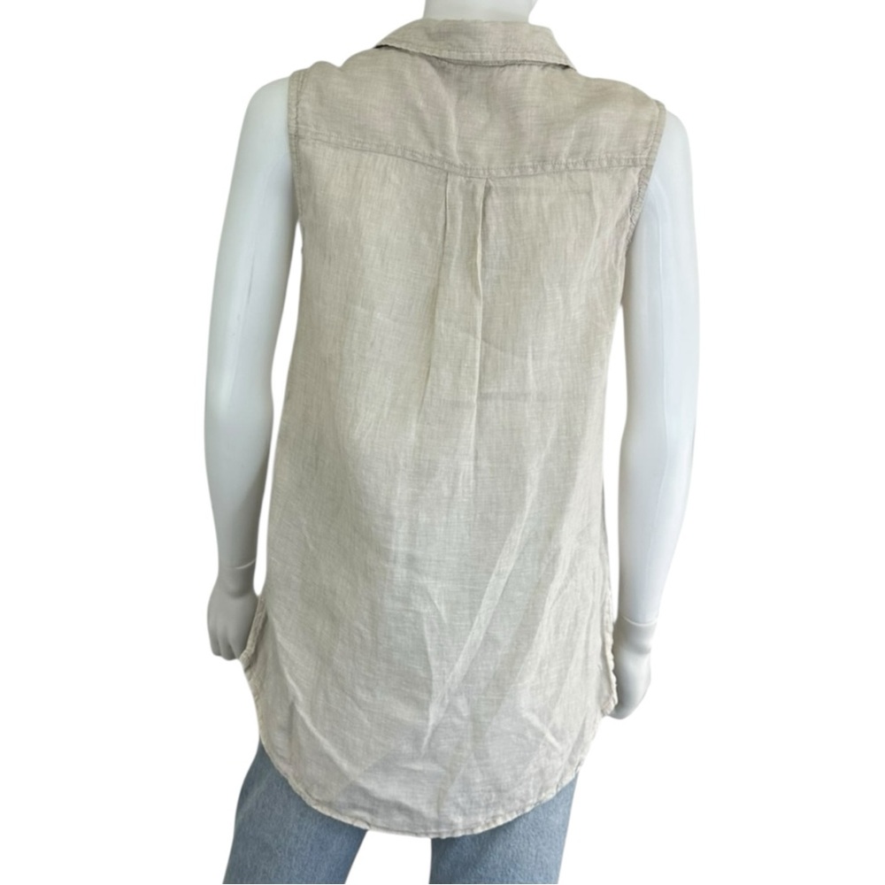 SIGRID OLSEN Beige Linen Button-Down Size S K0656 - Picture 3 of 11